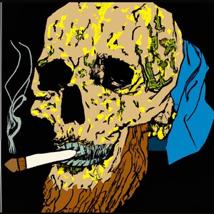 Van Gogh's Vision: Skull Smoking a Cigarette Digital Download, Gothic Impressionism, Van Gogh-Inspired Smoking Skull Print, Printable