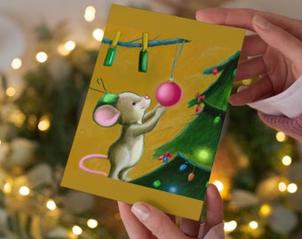 Digital Wall Art, Mouse Decorating Tree