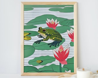 Japanischer Frosch im Ukiyo-e-Stil: Druckbarer digitaler Download, Digitaldruck für Wohndekor, Frosch im Ukiyo-e-Stil, digitale Wandkunst, Geschenk