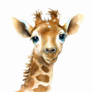 Cute Baby Giraffe Watercolor Digital Download - Perfect Nursery Decor - Instantly Printable Artwork for your Home or Baby Shower Gift!