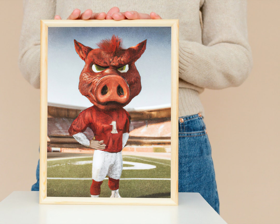 Razorback Fan Art Posing at Stadium, Printable, Digital, Wall Art - Etsy