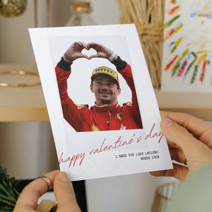 Charles Leclerc F1 Valentinstag Karte l Ferrari Formel 1 Geschenk für Ihre BFF & Sie l Lustiges, niedliches Valentinstagsgeschenk für Formel-1-Fans