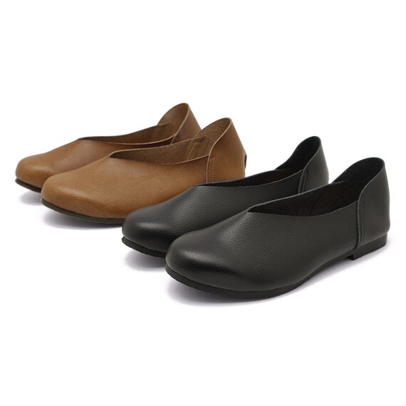 V Shape Leather Look Casual Flat Shoes (made in Japan) - Etsy