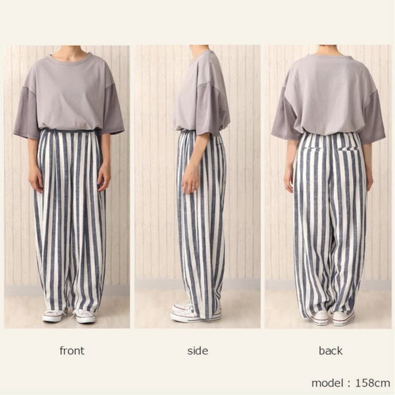 Japanese Fashion Full-Length Cotton Linen Circus Wide Fit Pant image 15