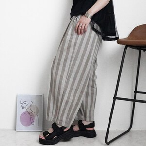 Japanese Fashion Full-Length Cotton Linen Circus Wide Fit Pant image 2