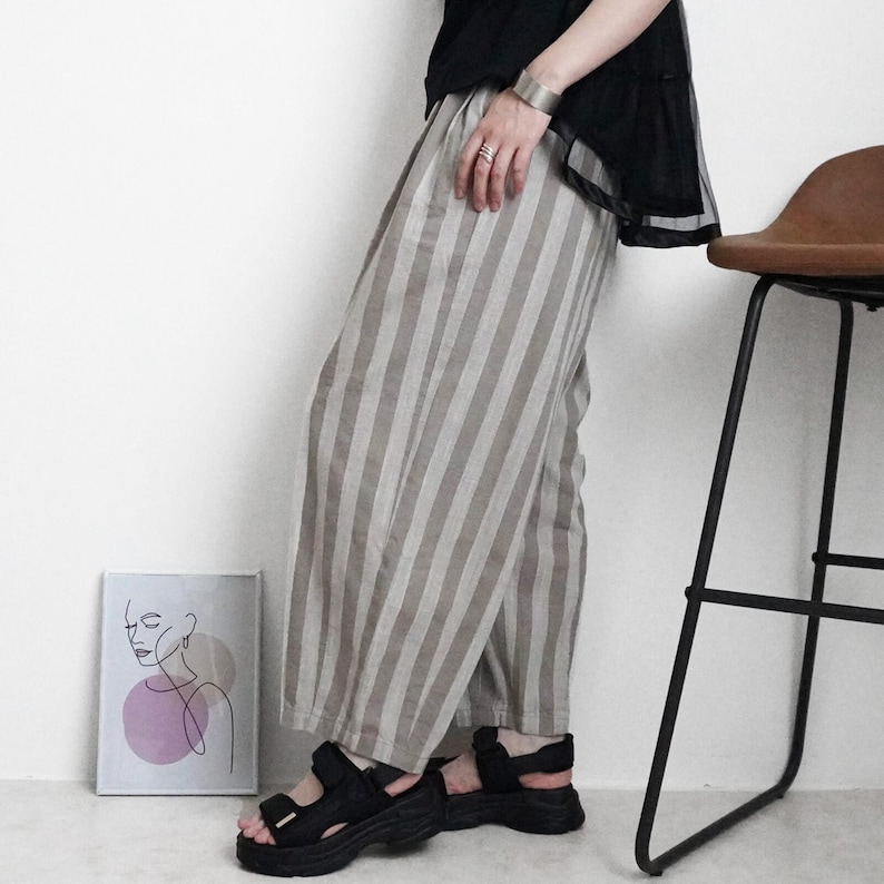 Japanese Fashion Full-Length Cotton Linen Circus Wide Fit Pant image 2