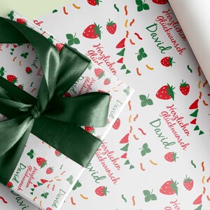 Compleanno bambini fragola * Carta da regalo individuale dalla XS alla XXL FIOCCO GIGANTE fino a 5 metri (!) * Compleanno con nome + testo desiderato