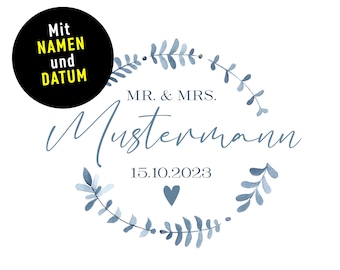 HOCHZEIT * Verlobung * Mr + Mr * Mrs + Mrs * Mr. + Mrs. Geschenkpapier von XS—XXL Bogen bis 5 Meter * personalisiert mit Hochzeitsdatum