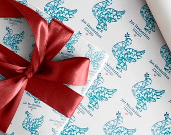 BAPTISM * Communion * Modern wrapping paper * with name and date * Individual from XS to XXL * Confirmation * Dove with olive branch