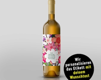 Perfektes Gastgeschenk: Personalisierte Weinflaschen-Etikett *BLUMEN* für JEDEN Anlass* gedruckt in bester Druckqualität