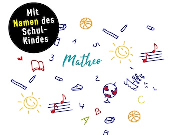 Endlich Schule * Geschenkpapier von XS bis XXL RIESENBOGEN bis 5 Meter (!) * Name mit Datum und/oder Wunschtext * Grundschule * Einschulung