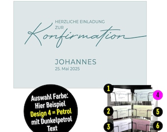Moderne Einladungskarten zur KONFIRMATION * Personalisiert mit Namen, Datum + Einladungstext * Passende Umschläge inklusive * Naturpapier