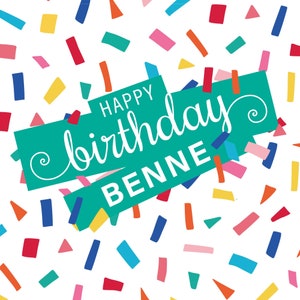 Individuelle Verpackung mit Namen und Alter * Konfetti-Geschenkpapier * Formate XS bis XXL *Für jedes Alter Happy Birthday (auch ohne Name)