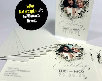 Design + DRUCK Einladungskarten-Set zur HOCHZEIT * Personalisiert mit FOTO, Namen, Datum + Einladungstexte * Passende Umschläge inklusive