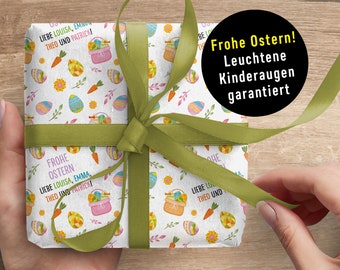 Oster-Geschenkpapier * Ostern * Frühling * Mit Namen und/oder freien Texten *Geschenkpapier von XS—XXL RIESENBOGEN bis 5 Meter (!)