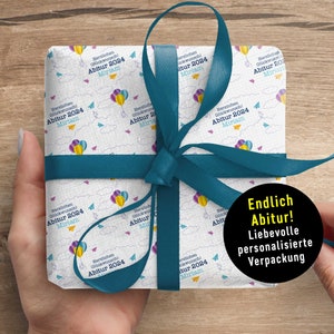 Eindelijk Abitur 2025* Met naam en Abitur jaar * Cadeaupapier van XS tot XXL 5 meter (!) * Schooldiploma * Op naar de wereld