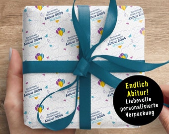 Endlich Abitur 2025* Mit Namen und Abitur Jahrgang * Geschenkpapierbogen von XS bis XXL 5 Meter (!) * Schulabschluss * Ab in die Welt