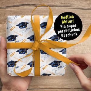 Endlich Abi 2025 * Mit Namen & Abitur Jahrgang * Geschenkpapier von XS bis XXL * Schulabschluss * Ab in die Welt * optional plus Klappkarte