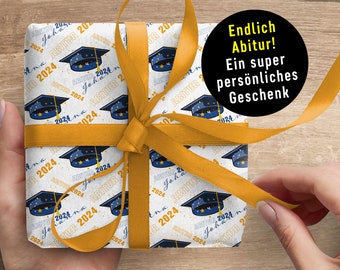Endlich Abi 2026 * Mit Namen & Abitur Jahrgang * Geschenkpapier von XS bis XXL * Schulabschluss * Ab in die Welt * optional plus Klappkarte