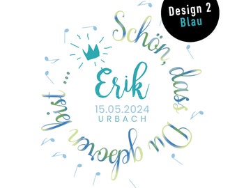 Individuelles Geschenkpapier zur Geburt mit Namen, Datum + Ort * Formate von XS bis XXL RIESENBOGEN bis 5 Meter (!) *Perfektes Baby Geschenk