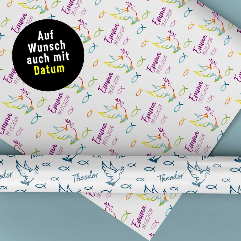 Happy gift wrap First Communion with name Individual from XS to XXL Baptism Communion Confirmation Confirmation image 2
