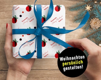 Personal Christmas * Individueel inpakpapier van XS tot en met XXL reuzenvel tot 5 meter (!) * met jouw tekst * Cadeau-idee Kerst 2023