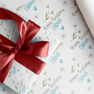 Florales Geschenkpapier * alle Anlässe * Individualisiert * XS bis XXL RIESENBOGEN bis 5 Meter * Geburtstag mit Namen + Wunschtext