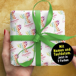 TAUFE Regenbogen Geschenkpapier *mit Namen *Individuell von XS – XXL * Abendmahl *Kelch *Kommunion *Konfirmation *Firmung