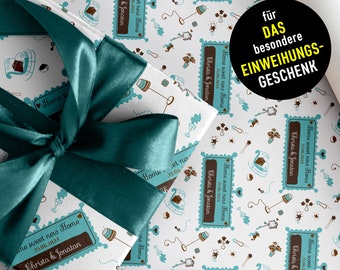 Das perfekte Geschenkpapier zum Umzug * Einzug * neue Wohnung * neues Haus * individuell mit Namen & Datum * Formate XS bis XXL * 2 Designs