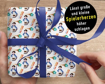 Geschenkpapier in Minecraft Stil *Traum für Klein + Groß * personalisiert mit Namen *Alter *Datum - Computer/- Videospiele inspiriert