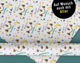 Für waschechte Frühlingskinder * Geschenkpapier mit Namen + Alter  * Individuelles Geschenkpapier von XS bis XXL RIESENBOGEN bis 5 Meter (!)
