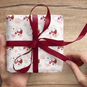 Papel de regalo con forma de corazón de rosa retro *Aspecto años 50* Formatos XS - XXL * Tarjeta a juego en papel natural con sobre disponible opcionalmente