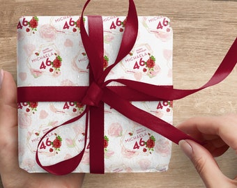 Retro Rosenherz Geschenkpapier *50er-Jahre-Look* Formate XS — XXL * Passende Karte auf Naturpapier mit Umschlag optional erhältlich