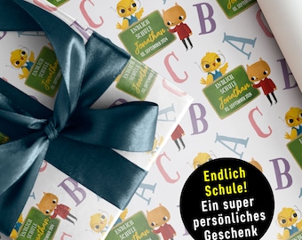 Schulanfang * Individuelles Geschenkpapier von XS bis XXL RIESENBOGEN bis 5 Meter (!) * Name +Datum * Grundschule * Einschulung *