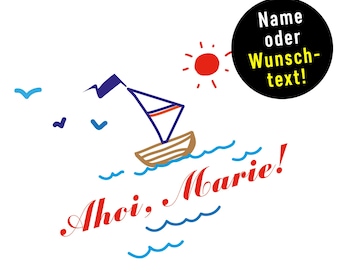 Maritim * Segelboot * Individuelles Geschenkpapier von XS bis XXL RIESENBOGEN bis 5 Meter (!) * Geburtstag mit Namen + Wunschtext