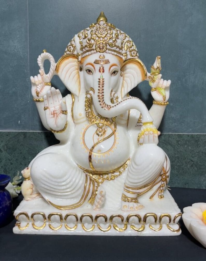 Pure Makrana Marble Ganesh Statue For Home Mandir temple office ganesh pure-makrana-marble-ganesh-statue-for-home-mandir-temple-office-ganesh