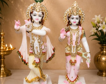 Marble Radha Krishna Statue, White Marble Radha Krishna Idol For Home,  Marble God Statue Religious Gifts Decor, Radha Krishna Statue Idols