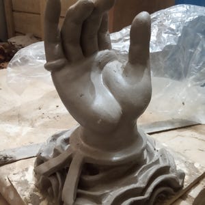 Escultura de fibra artesanal em argila, escultura de mão para decoração moderna de casa, estátua de ídolo em fibra, decoração de escritório
