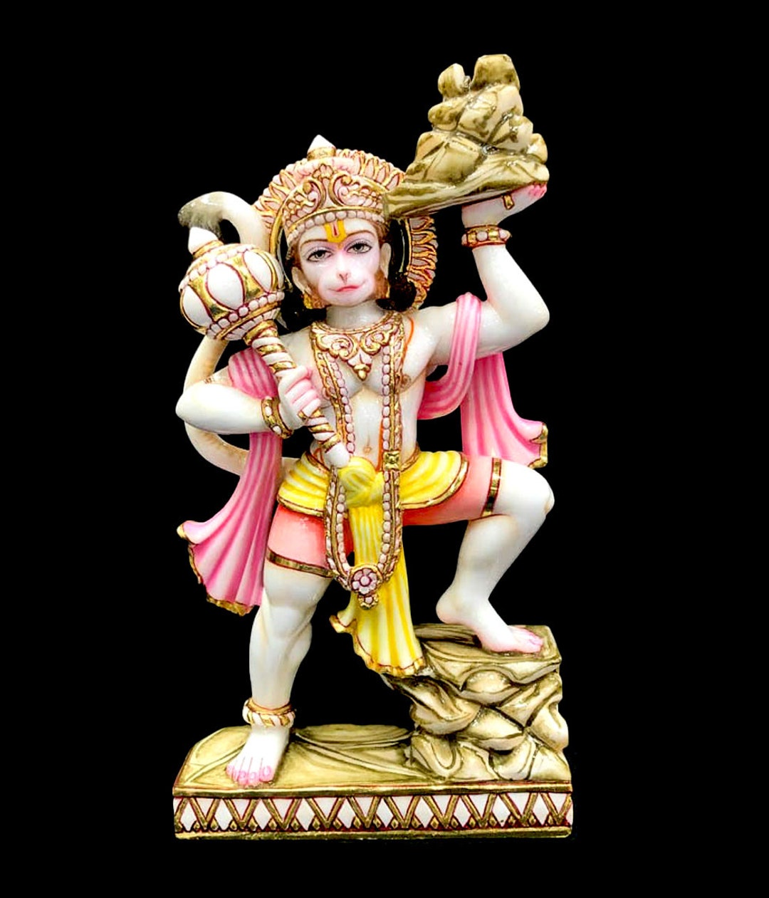 12 Inch Marble Hanuman Moorti Hanuman Idol With Hand Painted Etsy