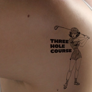 DREI-LOCH-PLATZ! witziges sexy freches temporäres Tattoo in schwarz. Ein perfektes Geschenk für jede freche Frau!