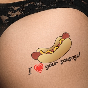 EU AMO SUA SALSICHA! tatuagem temporária quente, safada e sexy em cores
