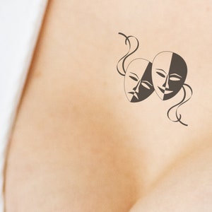 Theatrical Masks Temporary Tattoo: Happy & Sad Symbol