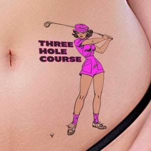 DREI-LOCH-PLATZ! freches sexy heißes temporäres Tattoo in Farbe. Ein perfektes Geschenk für jede freche Frau!