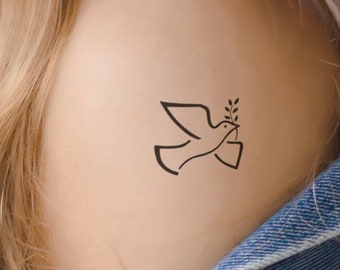 Dove with Olive Branch Temporary Tattoo: Symbol of Peace