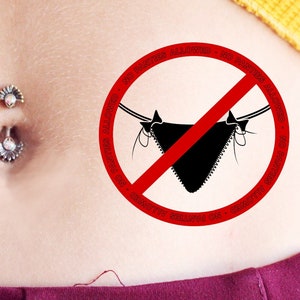 KEIN SCHLÜPFER GESTATTET! heißes sexy witziges freches temporäres Tattoo in Farbe. Bist du ein ungezogenes Mädchen, oder neckst du einfach nur so gerne?