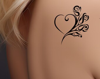 Tatuaggio Temporaneo Impermeabile A Forma Di Cuore Con Nome Personalizzato, Per San Valentino, 6.5x5.7 Cm