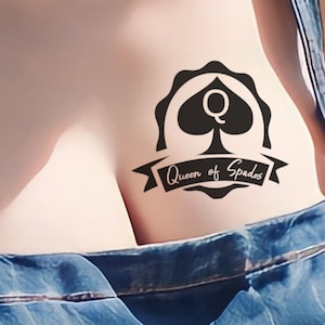 QUEEN OF PPADES sexy, sexy temporäres Tattoo in schwarz. Hast du eine sexuelle Vorliebe für schwarze Männer?