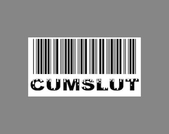 Cumslut Barcode Temporary Tattoo, Kinky Naughty Black