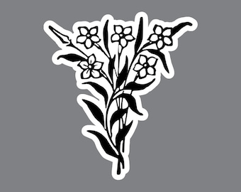 Floral Pubic Temporary Tattoo: Romantic Black Flower Bunch Decoration