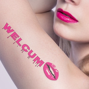 HERZLICH WILLKOMMEN! heißes erotisches temporäres Tattoo in Farbe